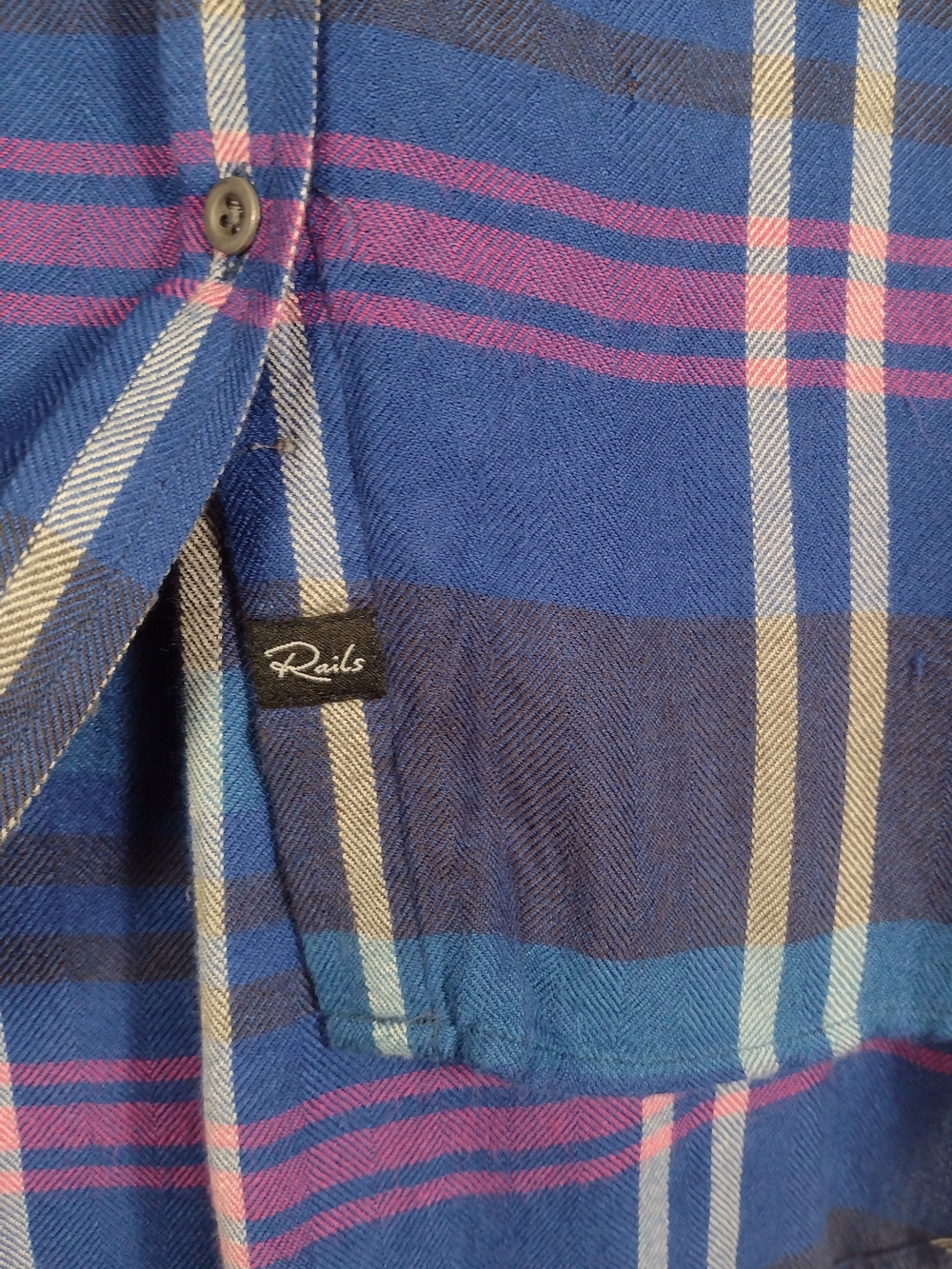 Rails x Free People Plaid Flannel Sleeveless Button Down Britt Top Blue Purple - Picture 7 of 16
